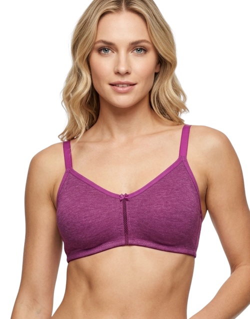 LOSHA DOUBLE LAYERED WIRE-FREE BRA WITH HIGH MID PANEL-GRAPE