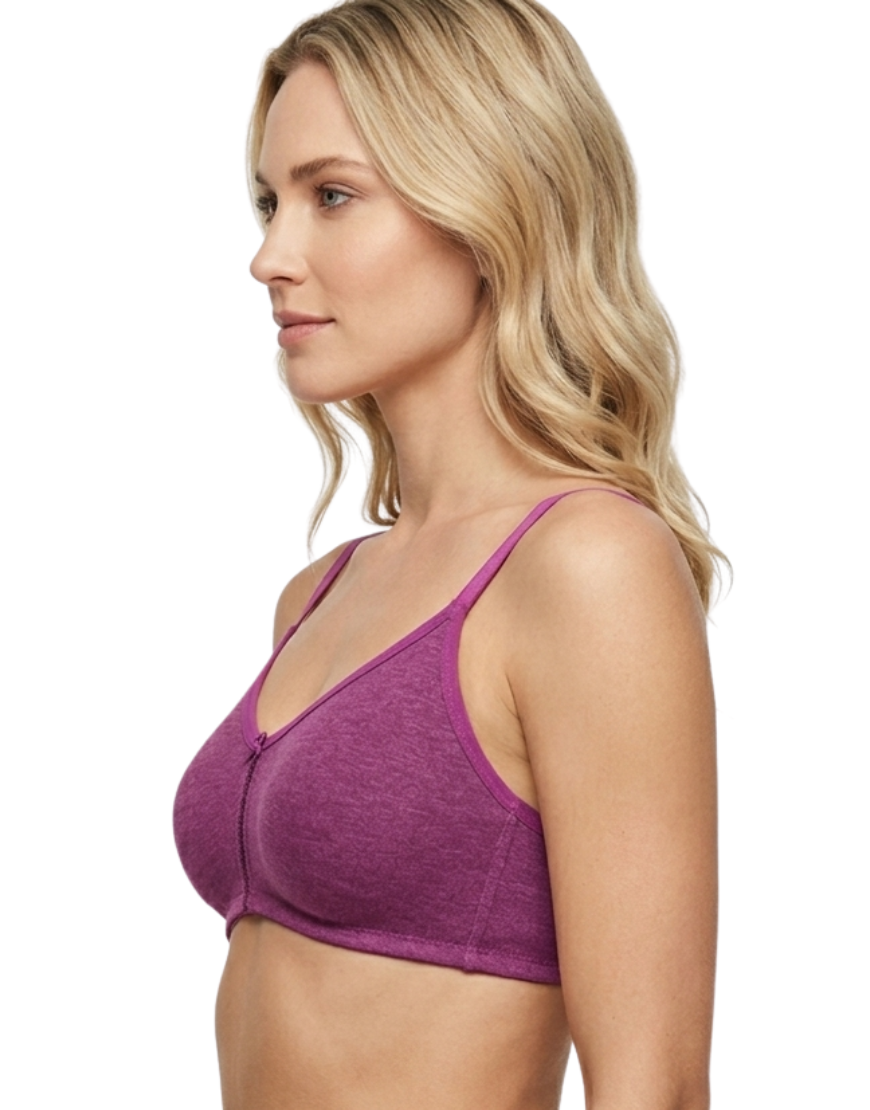 LOSHA DOUBLE LAYERED WIRE-FREE BRA WITH HIGH MID PANEL-GRAPE