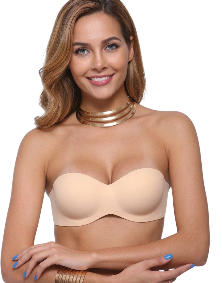 Losha Multi-Way Deep V Strapless Bra with adjustable Bands -Skin