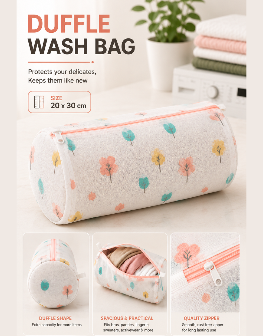 LINGERIE WASH BAG SINGLE COMPARTMENT-CYLINDRICAL