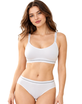 LOSHA DOUBLE LAYERED COTTON WIREFREE BRAWITH MATCHING PANTY -WHITE