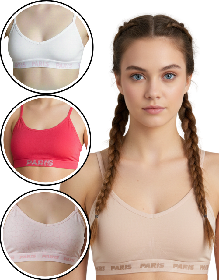 LOSHA TEENS  PACK OF 4 SEAMLESS TRAINING BRAS-VPINK/SKIN/WHITE/BPINK