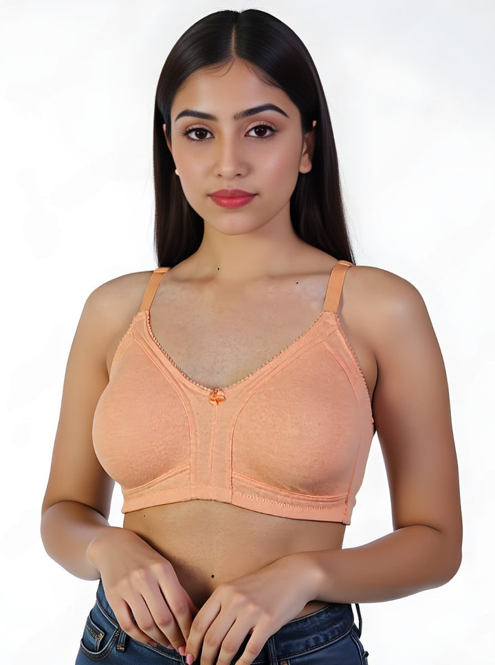 PLUS SIZE SOFT COTTON BRA - SALMON