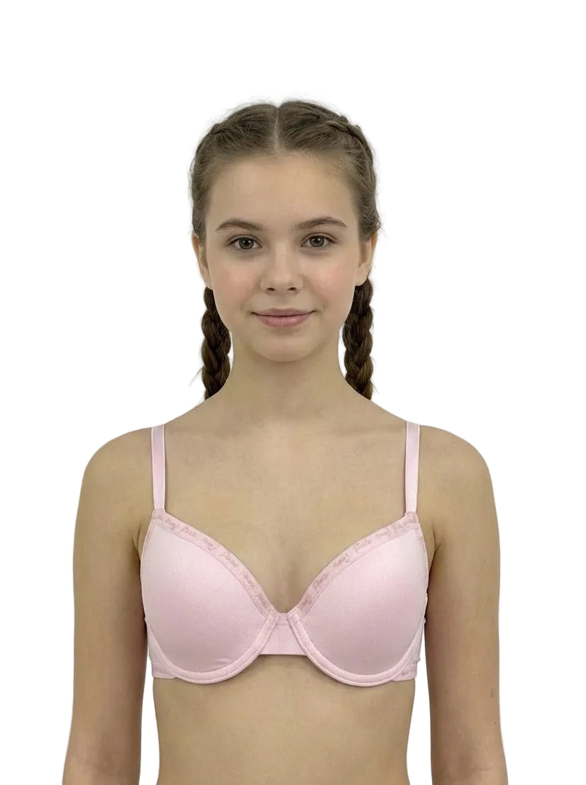 LOSHA GIRL PACK OF 3 COTTON WIRED LIGHTLY PADDED BRAS-VPINK/SKIN/BPINK/WHITE