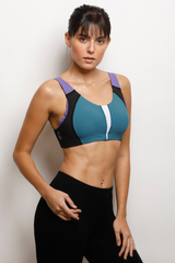 Medium Impact Sports Bra . Saxony Blue