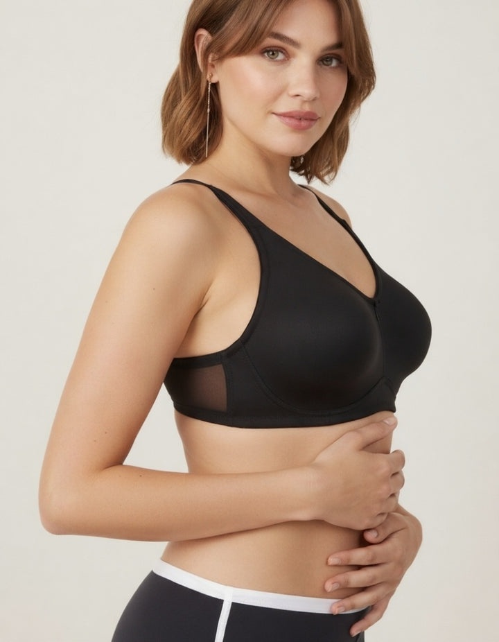 FULL COVERAGE SUPER SUPPORT SEAMLESS MOLDED CUPS MINIMIZER BRA-BLACK