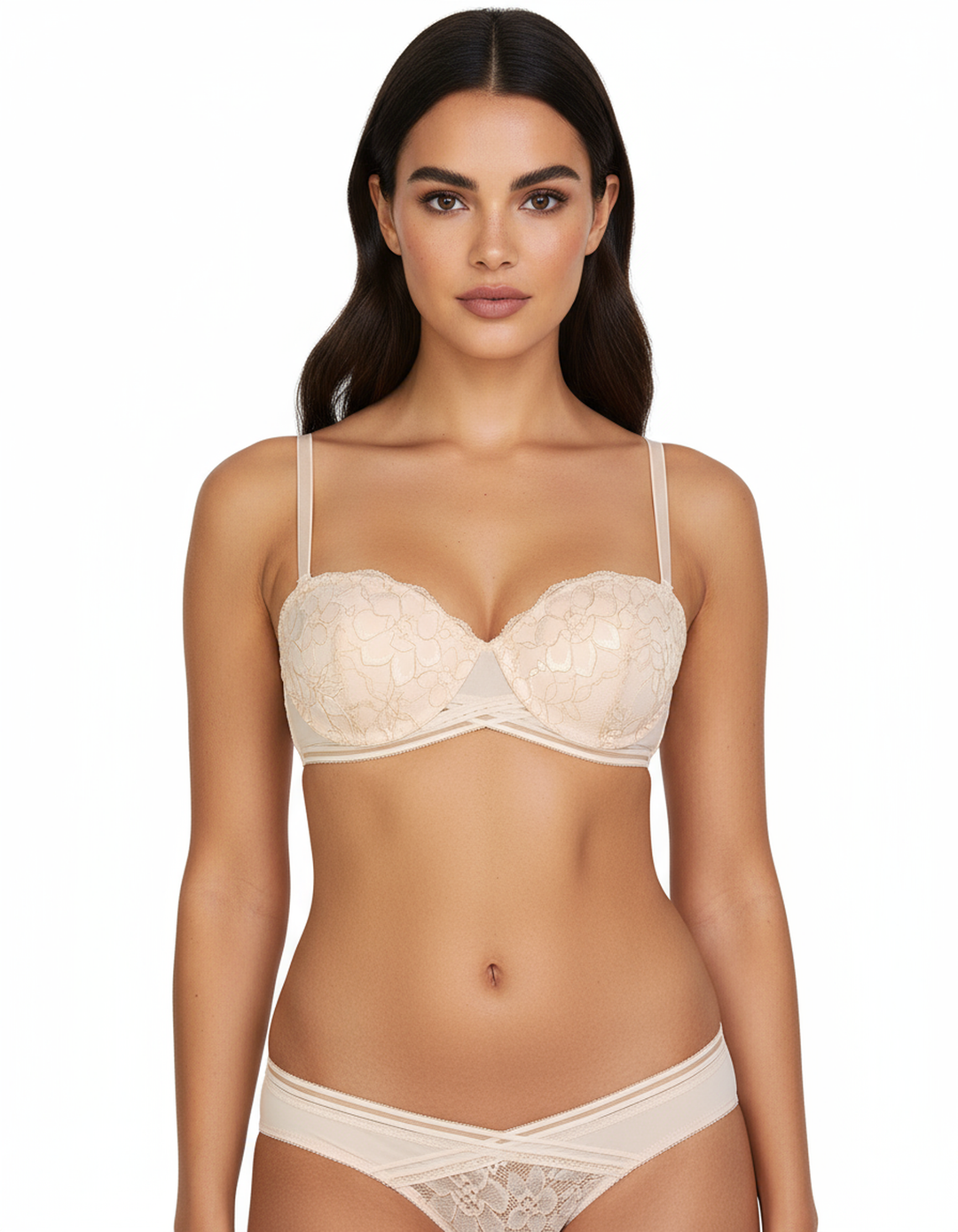 FANCY ALL OVER LACE CUP LEVEL 2 PUSH-UP BRA SET-DELICACY