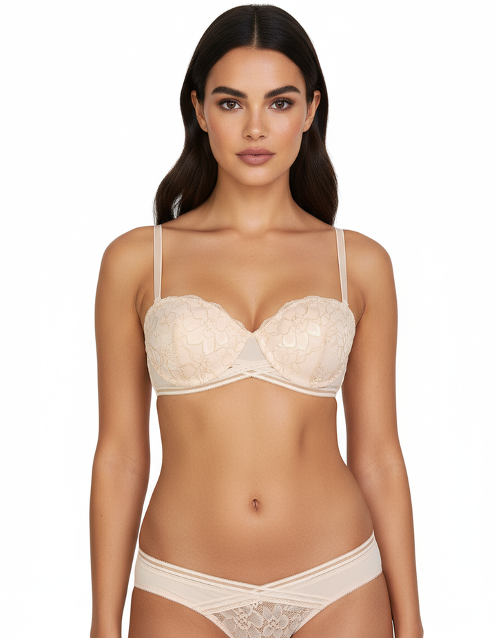 FANCY ALL OVER LACE CUP LEVEL 2 PUSH-UP BRA SET-DELICACY
