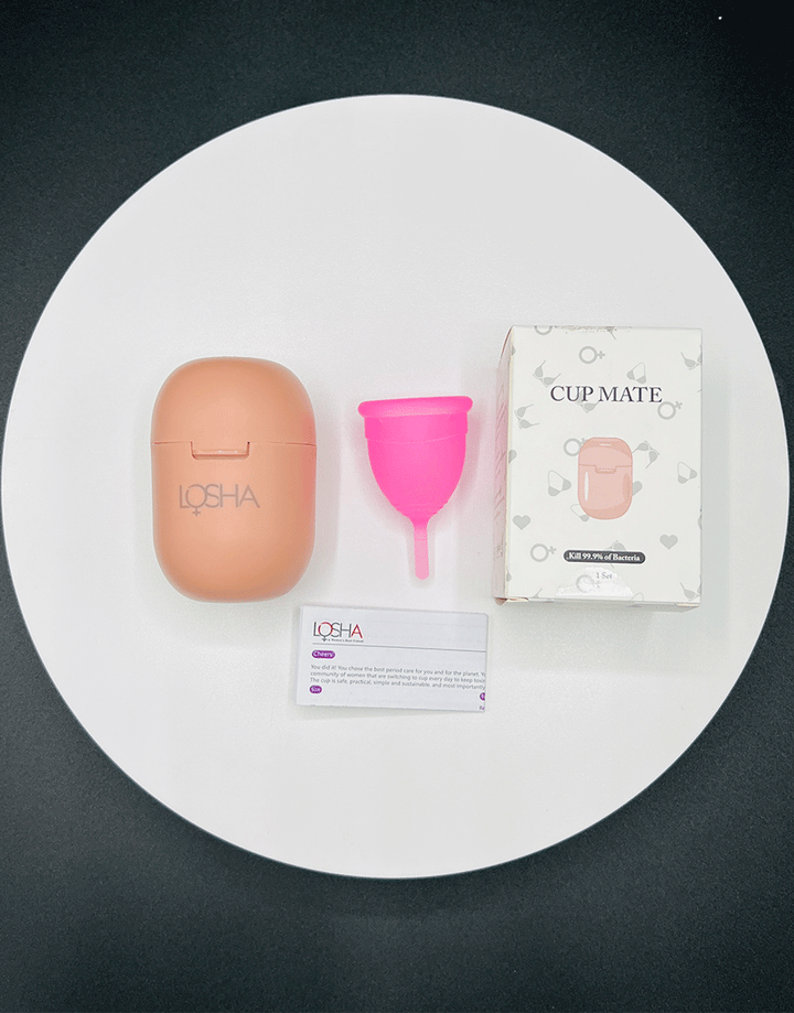 Losha Menstrual Cup WITH CupMate Sterilization Box-PINK