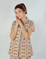 SIESTA COTTON BUTTON DOWN SHIRT & PJ SET- SPRING WHITE
