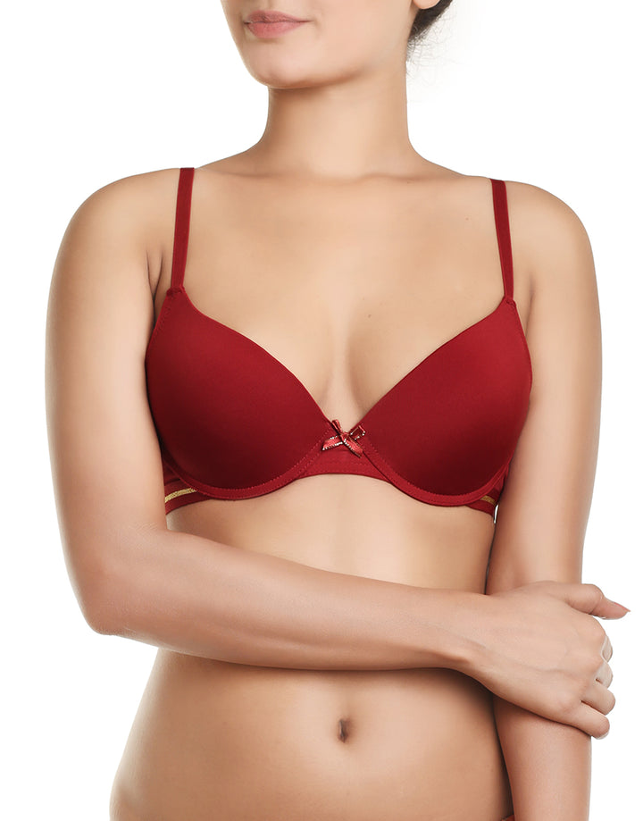 PACK OF 2 LEVEL-1 PUSH UP BRAS – BLACK/RED DAHILA