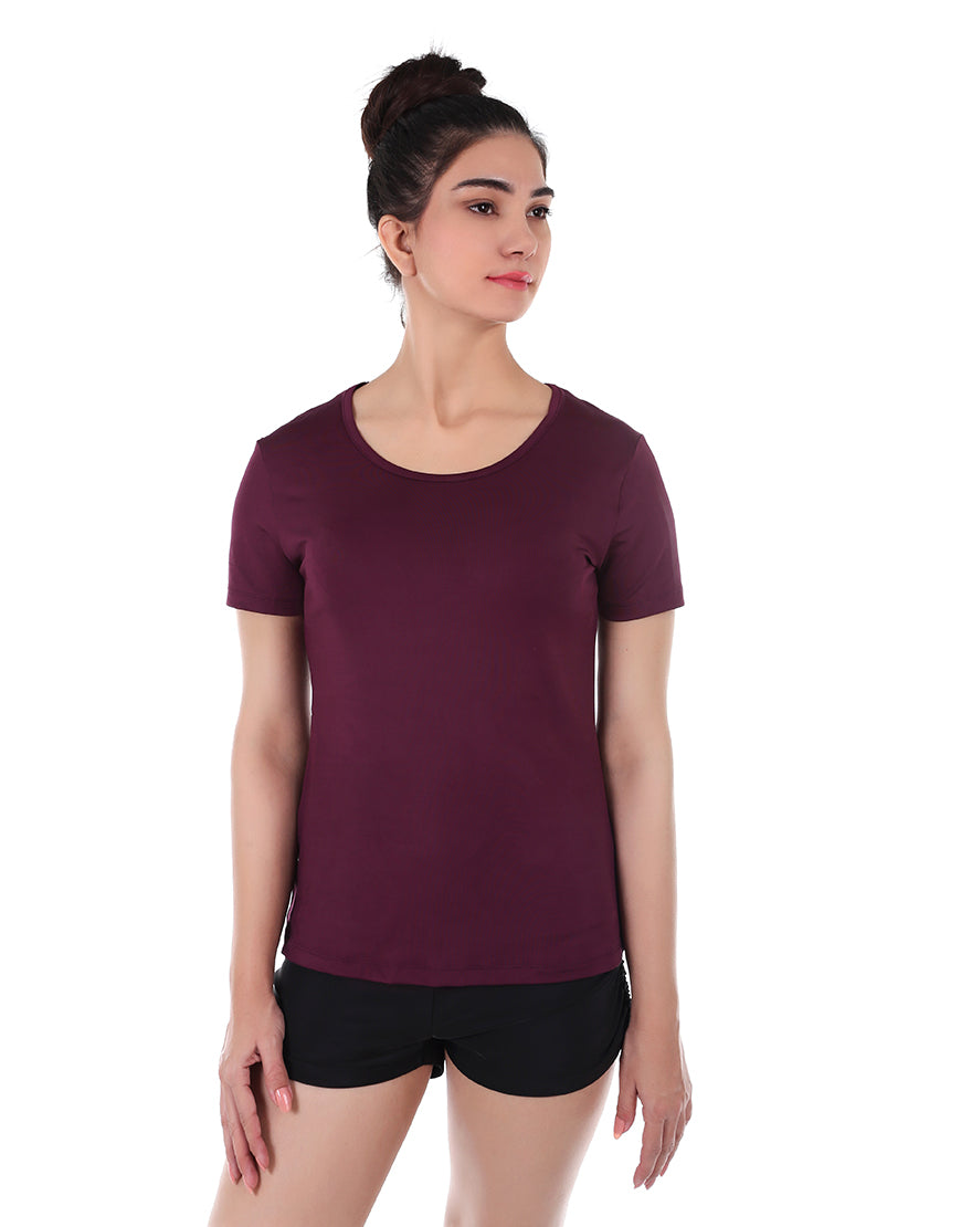LOSHA EASY MOVEMENT RELAXED FIT T-SHIRT-PLUM