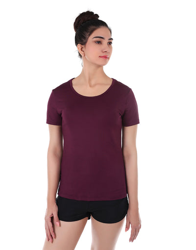 LOSHA EASY MOVEMENT RELAXED FIT T-SHIRT-PLUM