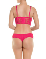 LACE MESH LONGLINE PUSH UP BRA SET- VIRTUAL PINK