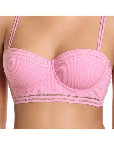 PACK OF 2 COTTON RIBBED MULTIWAY PUSH UP BRAS-PINK/GREY