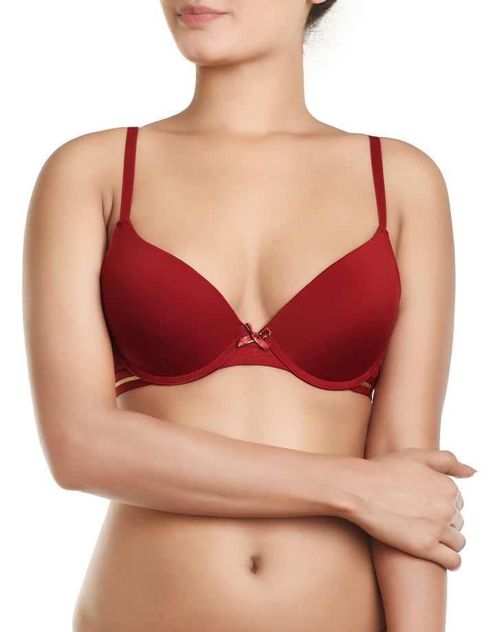 PACK OF 2 LEVEL-1 PUSH UP BRAS – BLACK/RED DAHILA