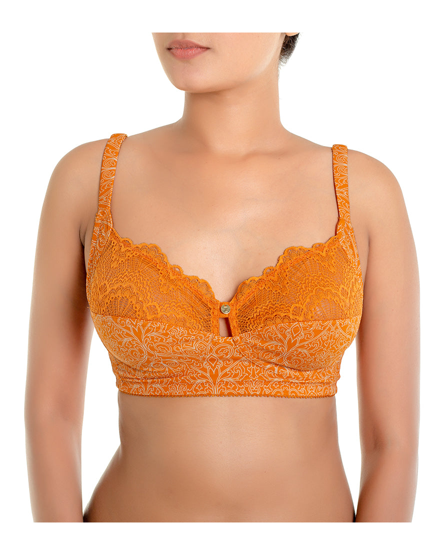 ZEN SERIES NON PADDED NON WIRED SUPER SUPPORT BRA WITH POWER MESH WINGS-AUTUMN MAPLE
