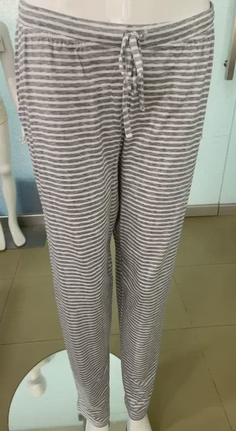 TAHARI STRAIGHTLEG SLEEP PANTS WITH SLIT POCKET-HEATHER GREY