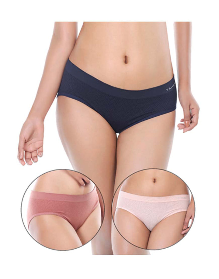 TAHARI PACK OF 3 JACQUARD TEXTURED SEAMLESS BRIEF-ASSORTED