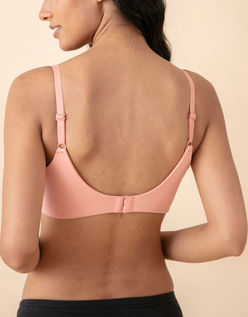 LOSHA SIDE SMOOTHING BIO WASHED ANTI BACTERIAL COTTON WIRELESS T-SHIRT BRA-PINK