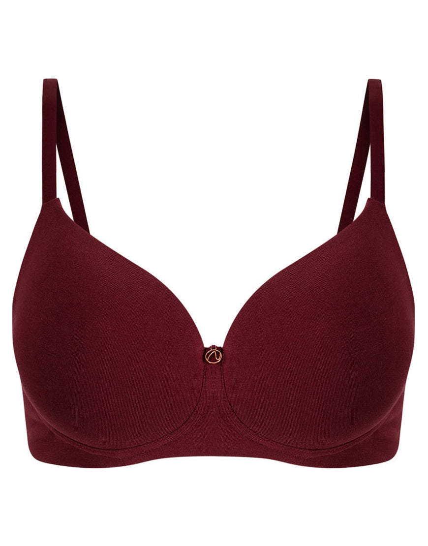 LOSHA SIDE SMOOTHING BIO WASHED ANTI BACTERIAL COTTON WIRELESS T-SHIRT BRA-MAROON