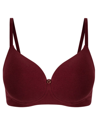 LOSHA SIDE SMOOTHING BIO WASHED ANTI BACTERIAL COTTON WIRELESS T-SHIRT BRA-MAROON