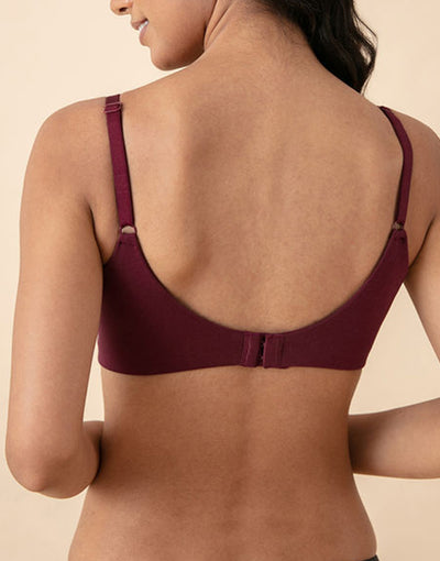 LOSHA SIDE SMOOTHING BIO WASHED ANTI BACTERIAL COTTON WIRELESS T-SHIRT BRA-MAROON