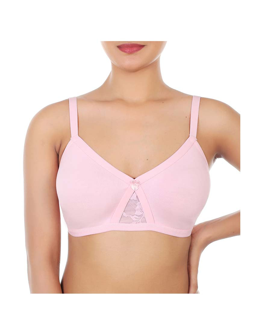 WIREFREE SUPER SUPPORT BRA WITH TOUCH OF LACE-Baby Pink