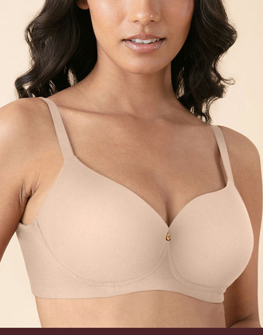 LOSHA SIDE SMOOTHING BIO WASHED ANTI BACTERIAL COTTON WIRELESS T-SHIRT BRA-NUDE