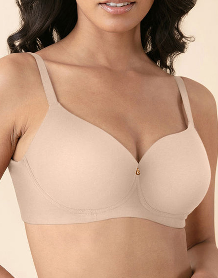 LOSHA DOUBLE LAYERED COTTON WIREFREE BRA WITH GLITTER ELASTIC