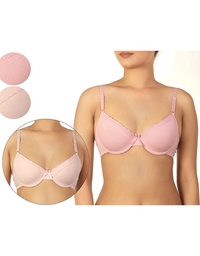 TAHARI GIRLS PACK OF 2 TRAINING BRAS WITH REMOVABLE PADS-TEA PINK