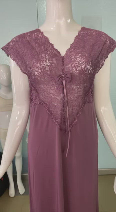 LOSHA 2 PIECE LACE BODICE LONG NIGHTY-MAUVE