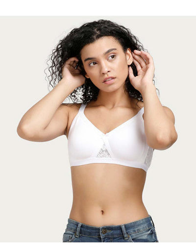 LOSHA WIREFREE SUPER SUPPORT BRA WITH TOUCH OF LACE-White