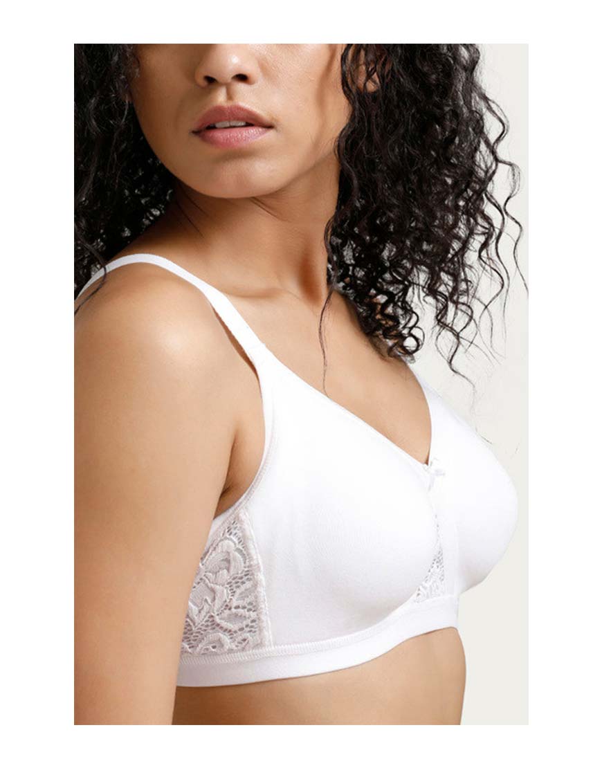 LOSHA WIREFREE SUPER SUPPORT BRA WITH TOUCH OF LACE-White