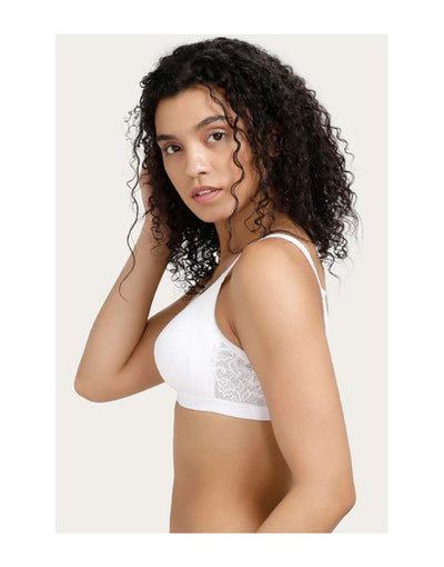 LOSHA WIREFREE SUPER SUPPORT BRA WITH TOUCH OF LACE-White