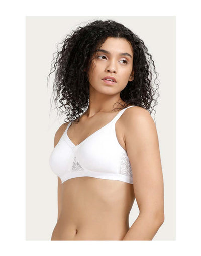LOSHA WIREFREE SUPER SUPPORT BRA WITH TOUCH OF LACE-White