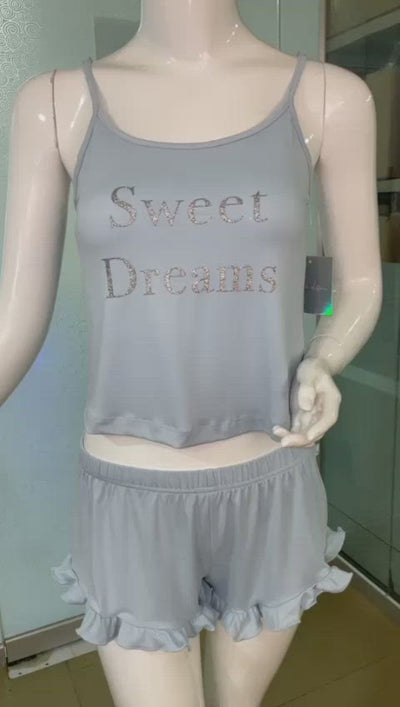 SWEET DREAMS CAMI & SHORT SET-SKYWAY/SILVER