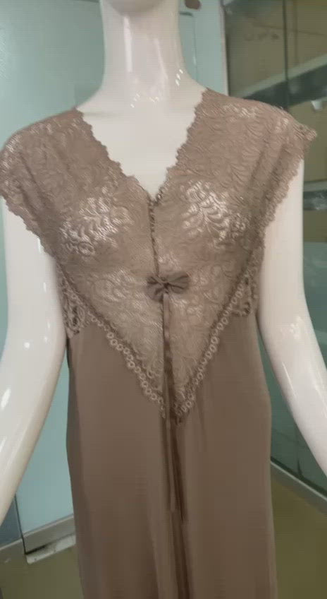 LOSHA 2 PIECE LACE BODICE LONG NIGHTY-BEIGE