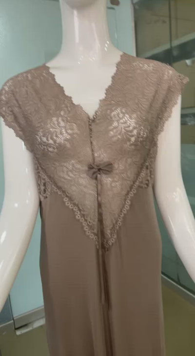 LOSHA 2 PIECE LACE BODICE LONG NIGHTY-BEIGE