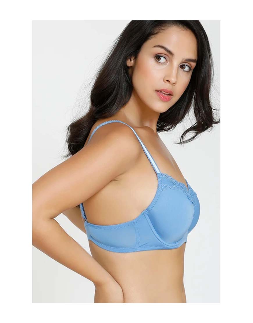 LOSHA BUTTER CUPS LIGHTLY PADDED T-SHIRT BRA-STEEL BLUE