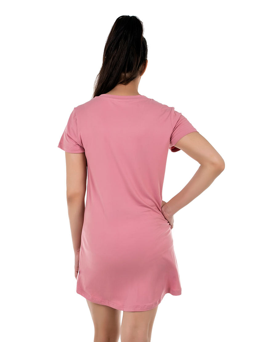Knee Length Sleep Shirt-Tea Pink