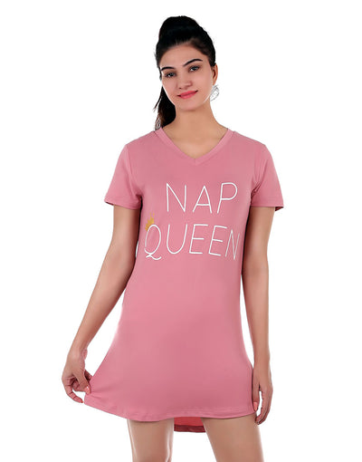 Knee Length Sleep Shirt-Tea Pink
