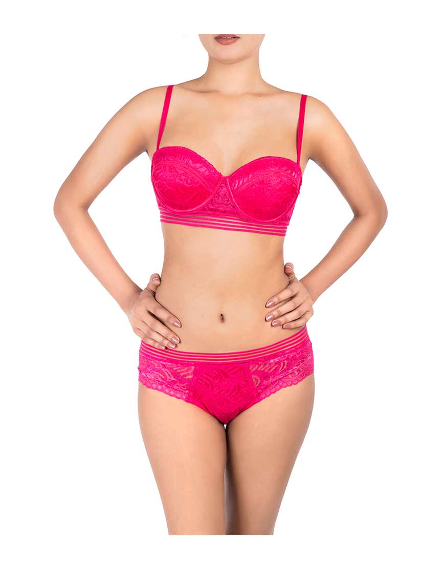 Sparkle Lace Set-Bright Rose