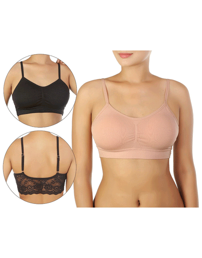 PACK OF 2 STAY AT HOME SLIP ON BRAS WITH REMOVABLE PADS-MISTY ROSE