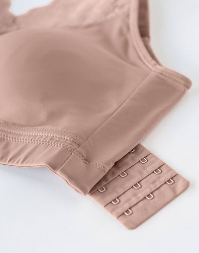 NEW! POCKETED MASTECTOMY BRA-WIRELESS LACE,REMOVEABLE PADDING-TEA PINK