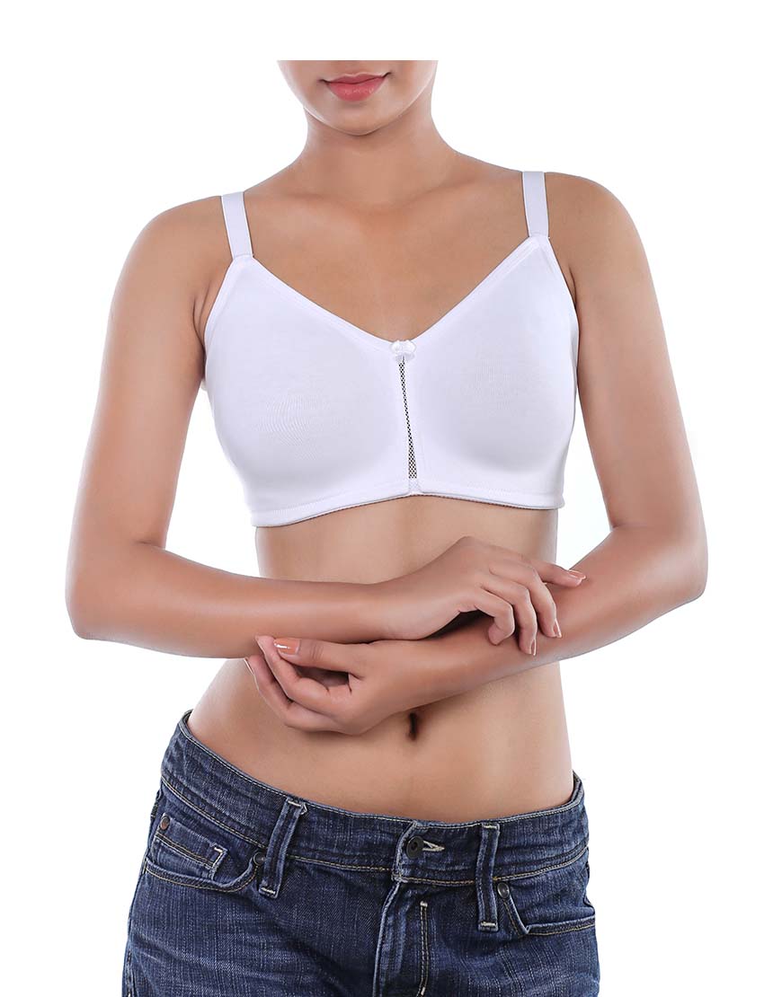 LOSHA DOUBLE LAYERED WIRE-FREE BRA WITH HIGH MID PANEL-White