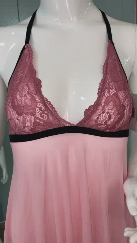 PRINCESS LACE RACER BACK BABYDOLL WITH G-STRING – MALAGA PINK