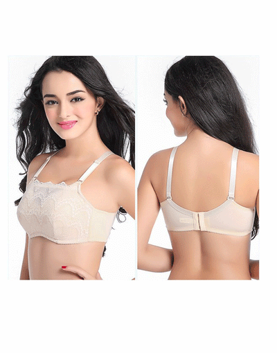 FULL LACE POST SURGICAL BRA WITH POCKETS- BEIGE