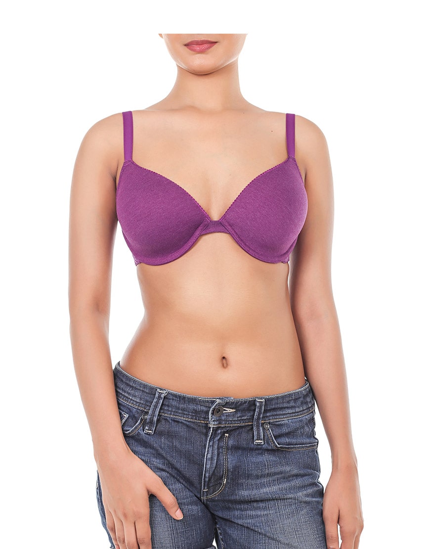 LOSHA LIGHTLY PADDED UNDERWIRED BRA WITH LACE WINGS-HOLLYHOCK