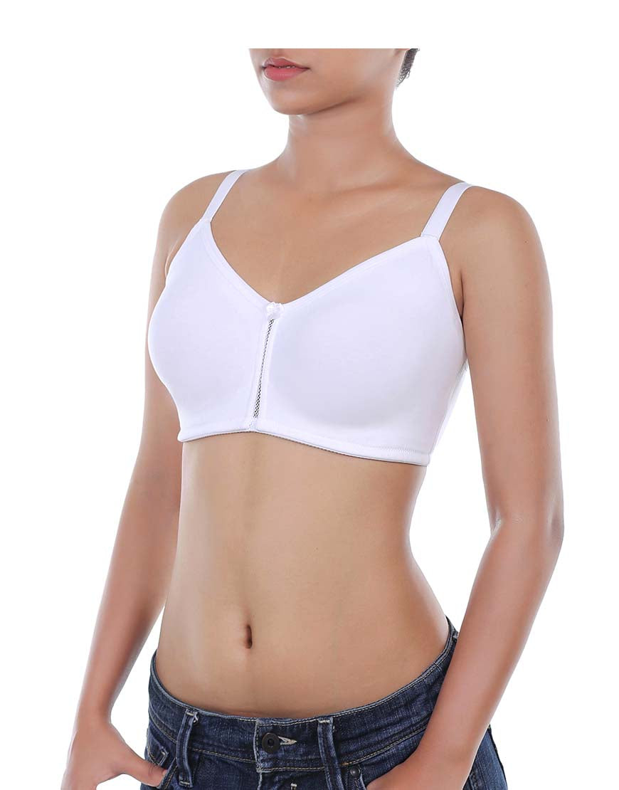 LOSHA DOUBLE LAYERED WIRE-FREE BRA WITH HIGH MID PANEL-White